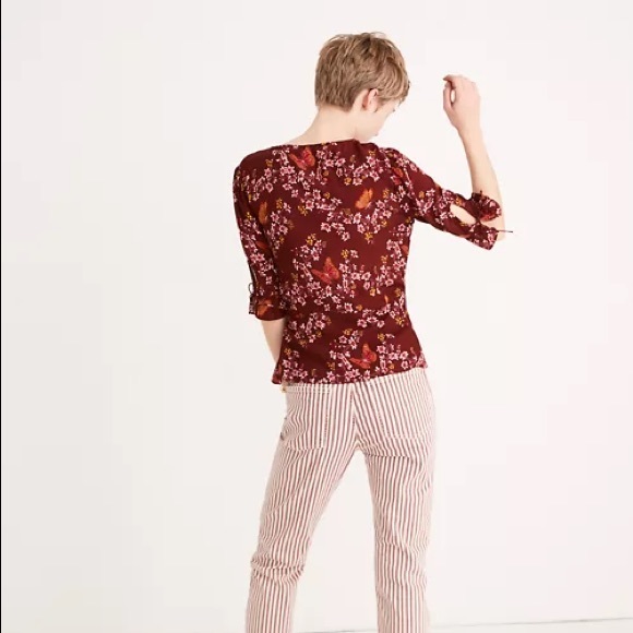 MADEWELL Tie sleeve wrap top EUC - Picture 3 of 10